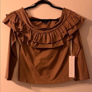 Lumiere Tan Ruffle Blouse